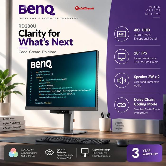 Monitor BenQ RD280U 28 Inch 4K+ Programming Backlight Garansi Resmi BenQ RD280U 28.2" 4K+ Programmin