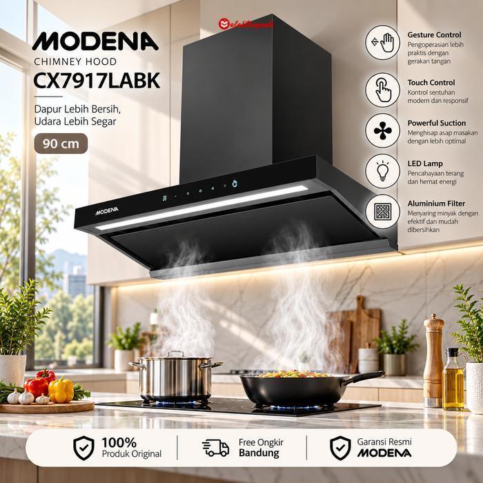 MODENA Cooker Hood CX 7917 LABK / CX7917LABK / 7917LABK Penghisap Asap Dapur Chimney Hood 90cm Touch