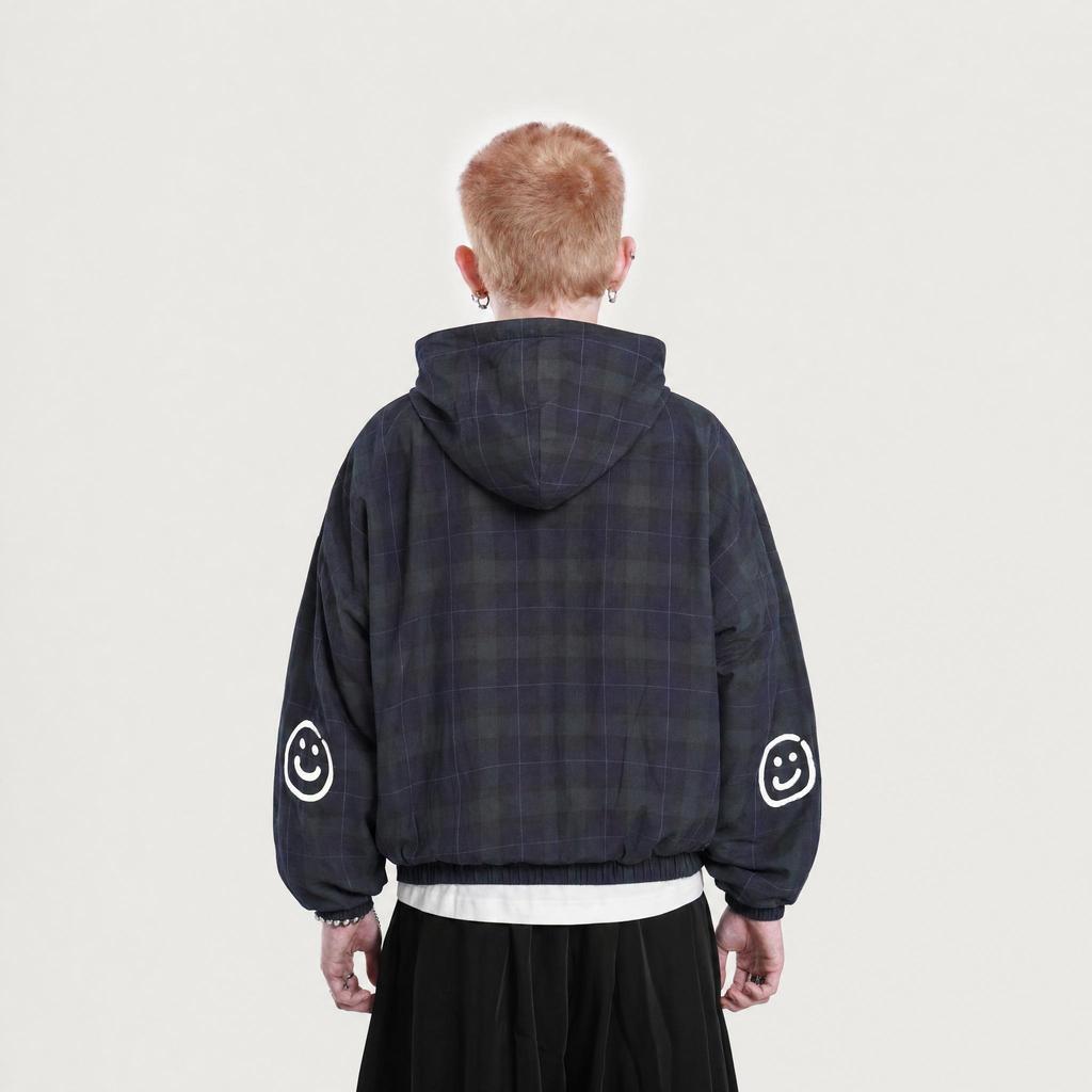 FAITH FADE - Reversible Flannel Hoodie (Blue - Green)