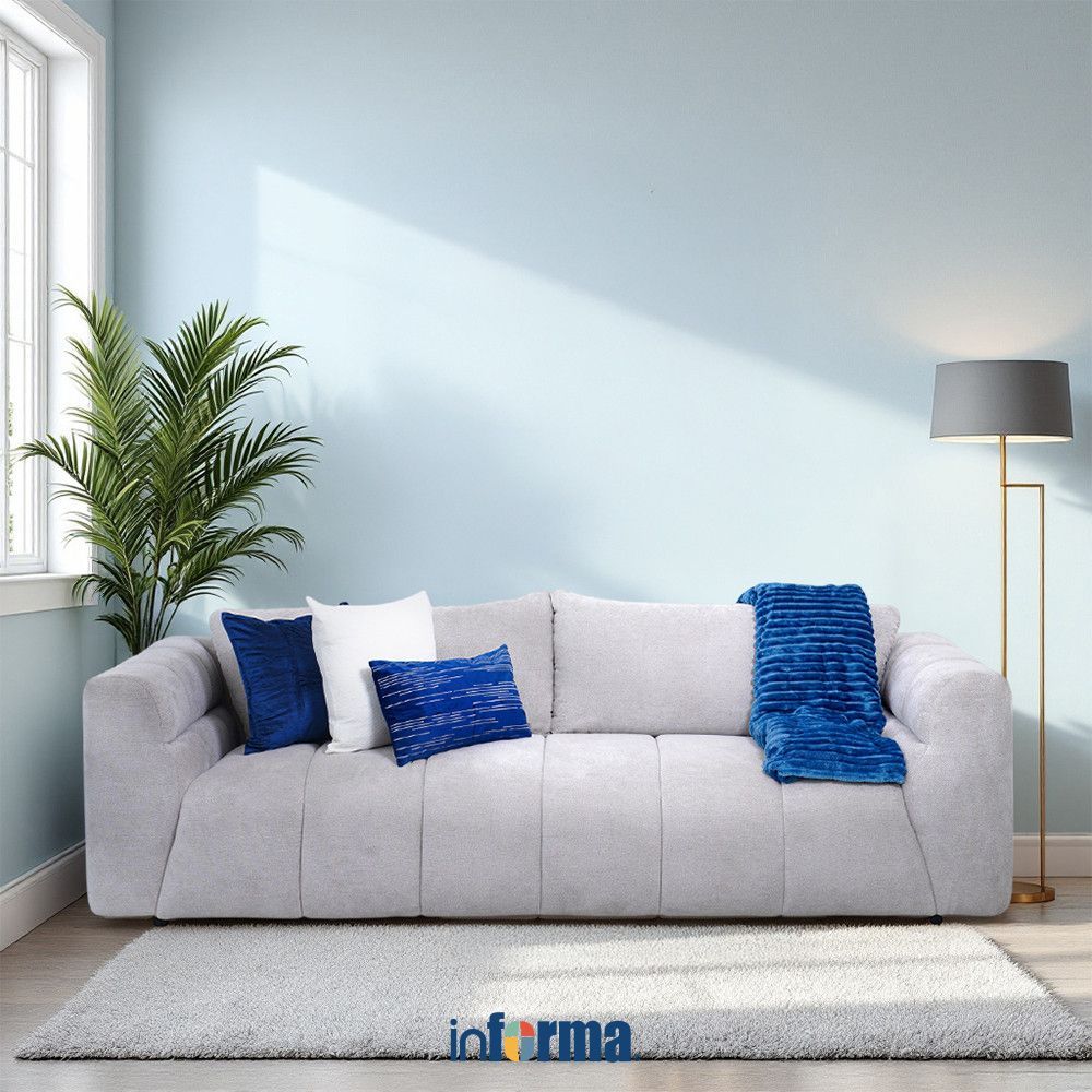 Informa Nordia Nashville Sofa Fabric 3 Seater Caso Recycle - Krem Beige Sofa Ruang Tamu Sofa Minimal