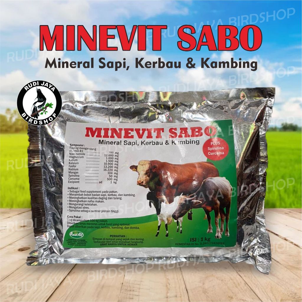 SEDIA MINEVIT SABO MINERAL SAPI KAMBING 1 KG RAID-ALL OBAT VITAMIN MENCUKUPI KEBUTUHAN VITAMIN MINER