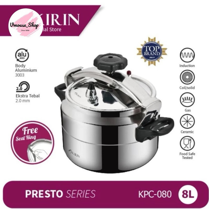 PANCI  PRESTO KIRIN KCP 080 - PRESTO KIRIN 8 LITER - PRESSURE COOKER KIRIN 8 LITER - PANCI PRESTO MU