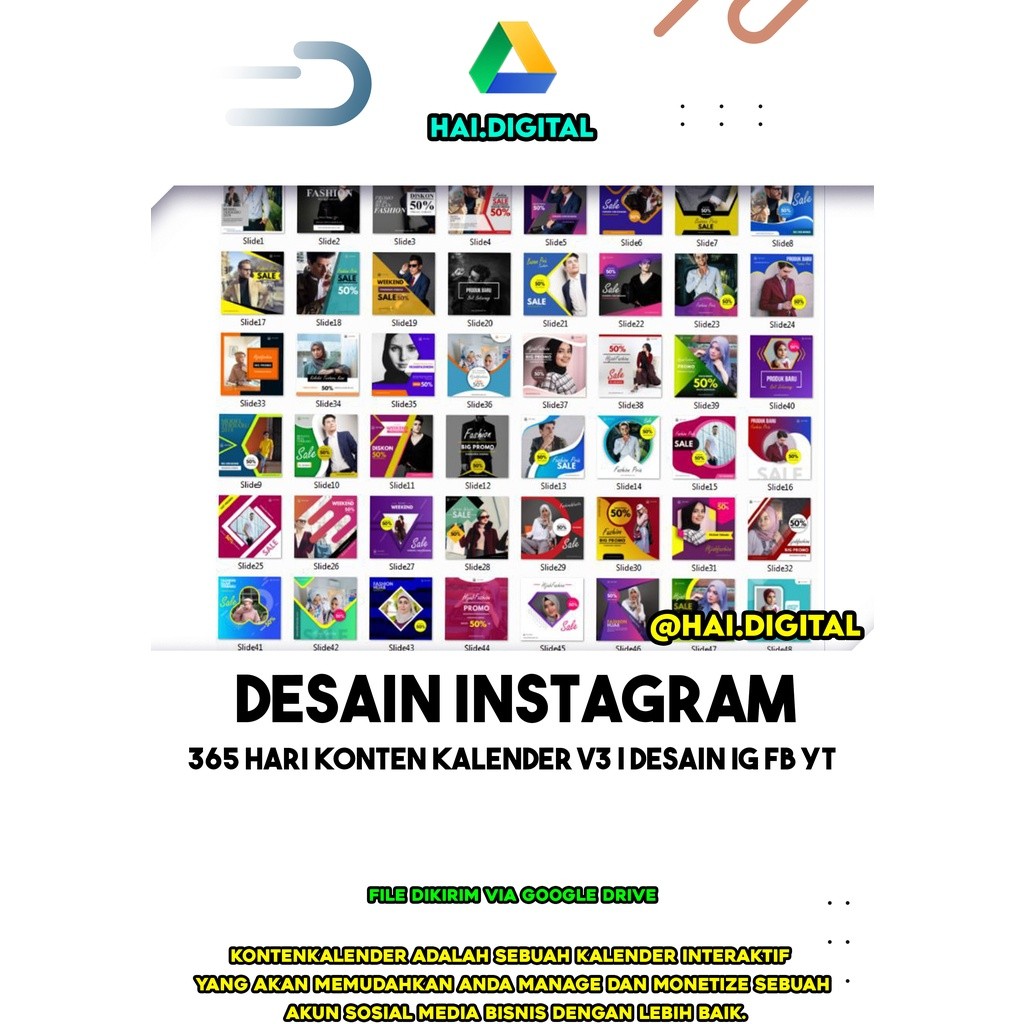 365 hari Konten kalender V3  | desain IG FB YT