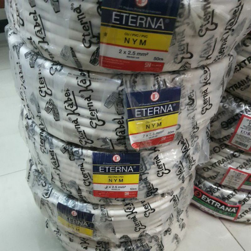 PoweHome nym 2x2,5 mm eterna panjang 50meter kabel instalasi kabel listrik isi 2 kabel besar 2,5mm k