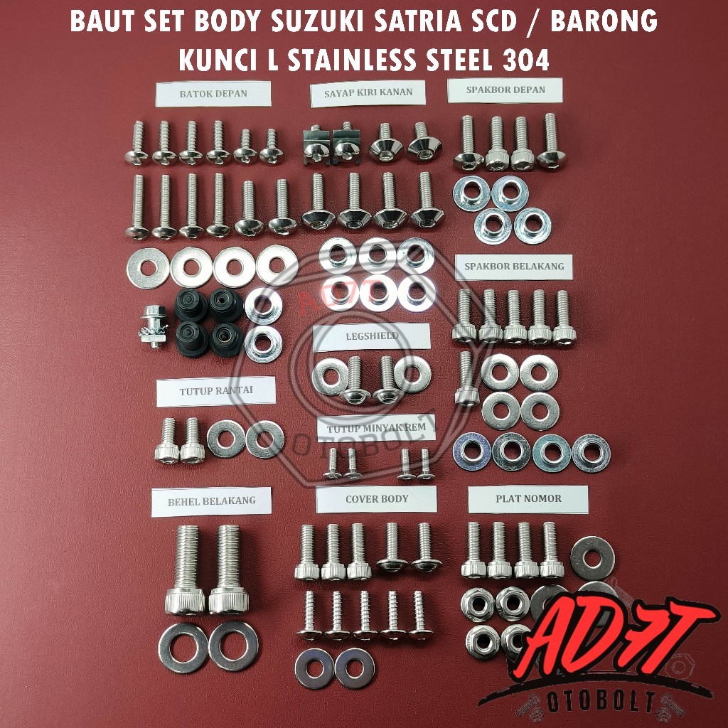 Baut Body Suzuki Satria FU 150 Satria F150 karburator SCD Kunci L Stainless Steel 304