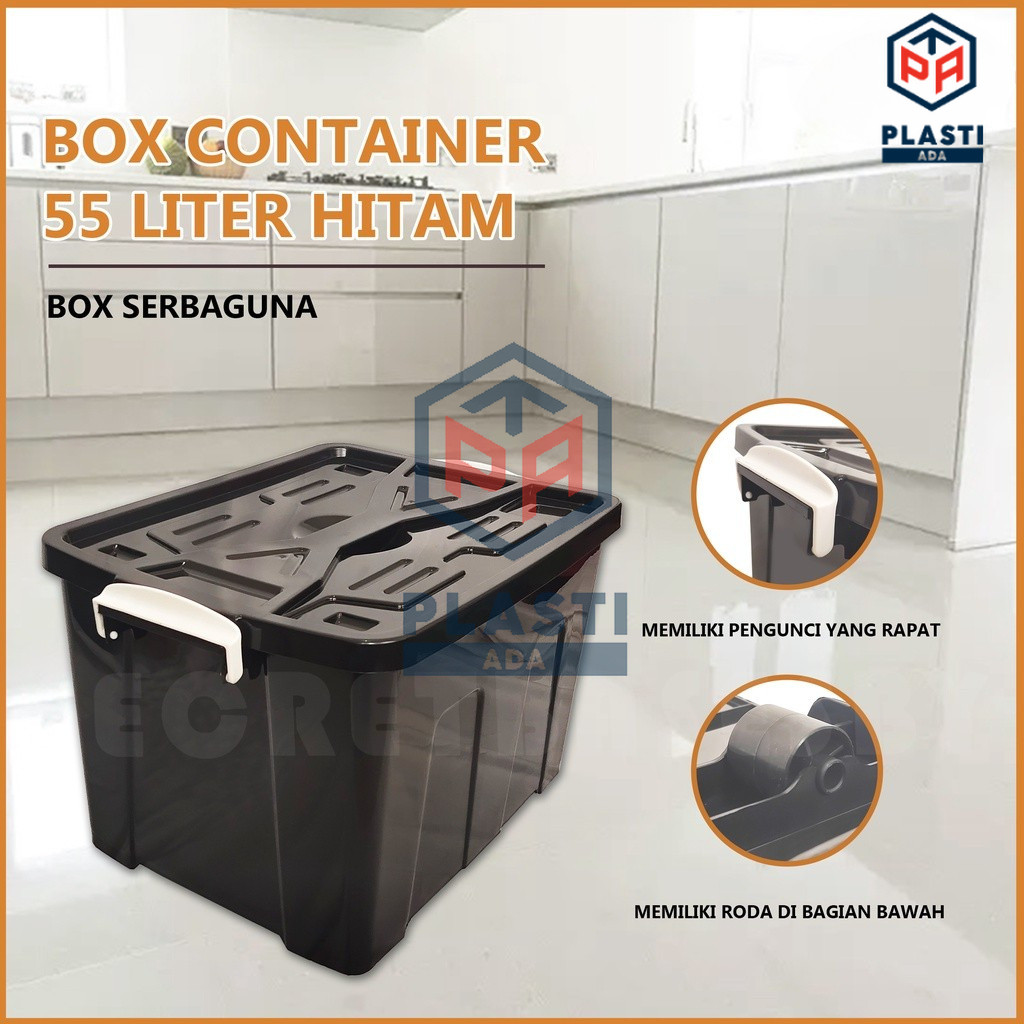 BOX CONTAINER 55 LITER + RODA - Kontainer Box Plastik / Container Box Besar