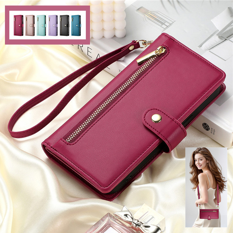 iPhone15 16 Pro Max Slip tas Fashion Perlindungan tas kulit Casing dompet Fashion Crossbody Perlindu