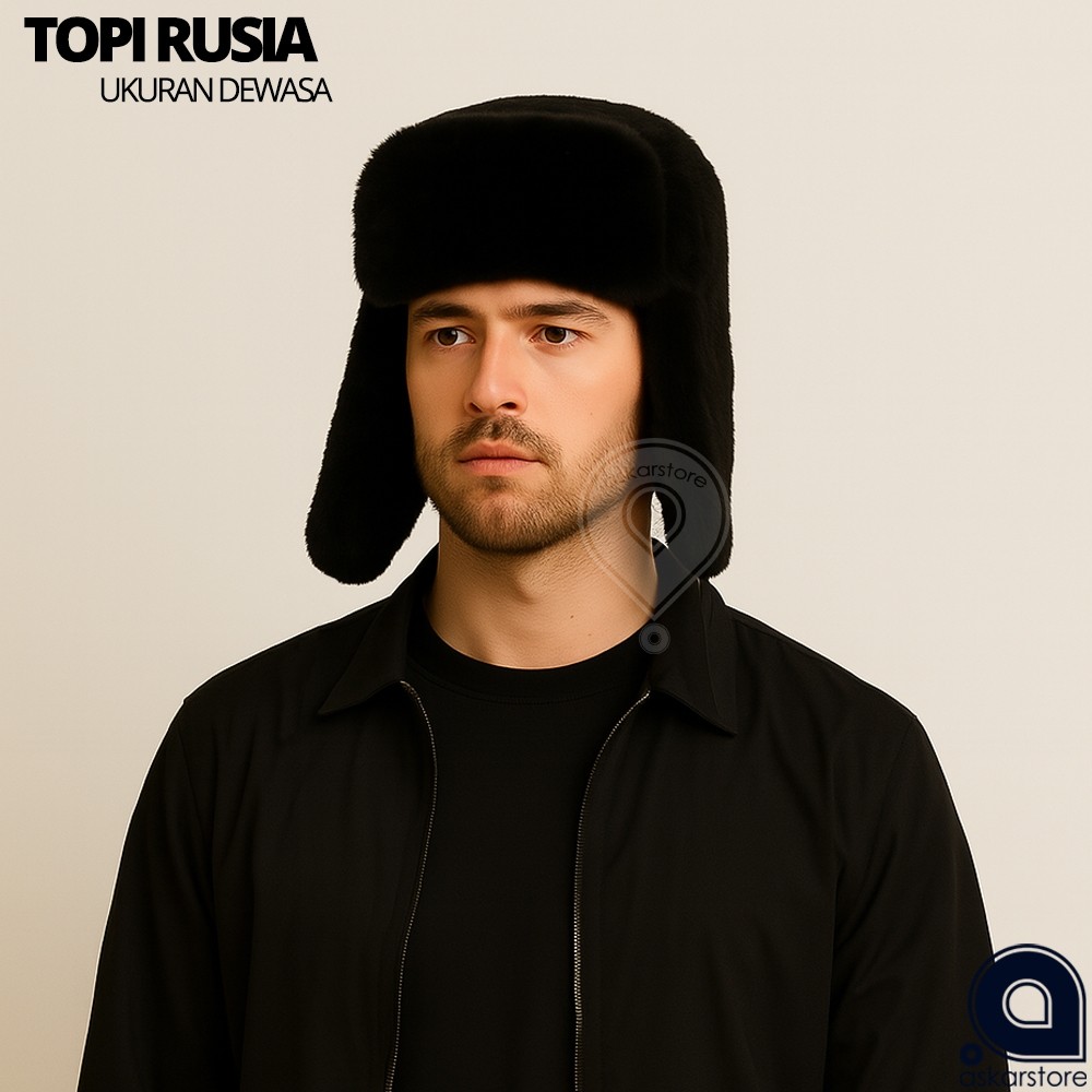 TOPI BULU RUSIA DEWASA | Topi Musim Dingin Hangat Tebal Bulu Lembut Model Ushanka Pria Wanita
