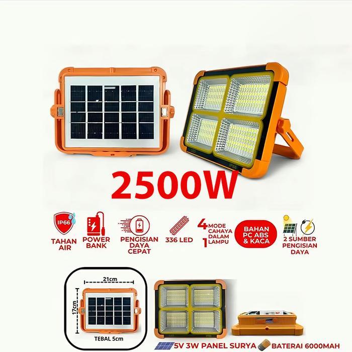 PowerFitt Lampu Solar lampu perkemahan Anti air hujan【Untuk mengisi daya telepon】  Tenaga Surya Sola