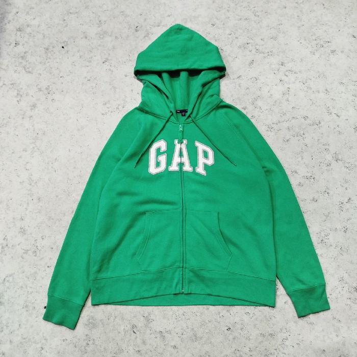 jaket zip hoodie GAP big logo bordir hijau jemper pria murah bagus