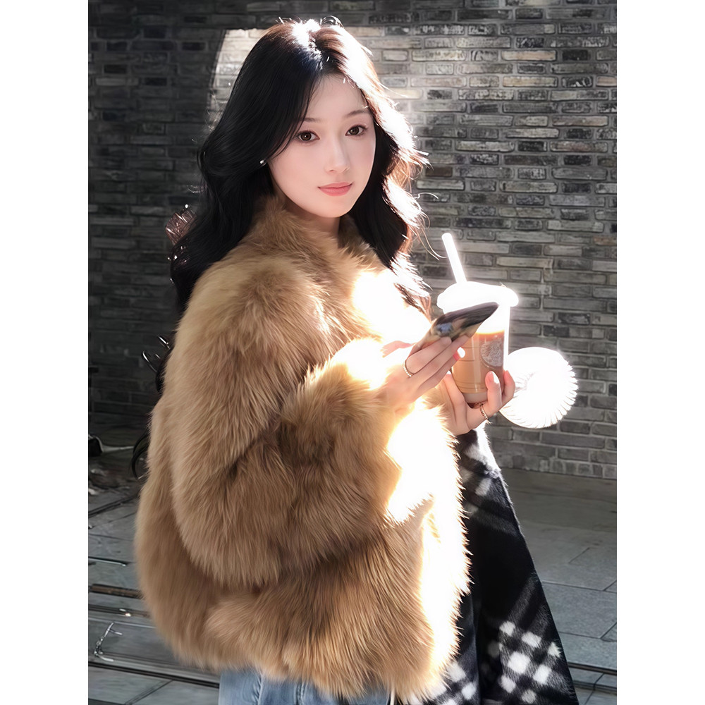 25-211016 Jaket Wanita. Women's Fluffy Fur Thick Warm Coat Top