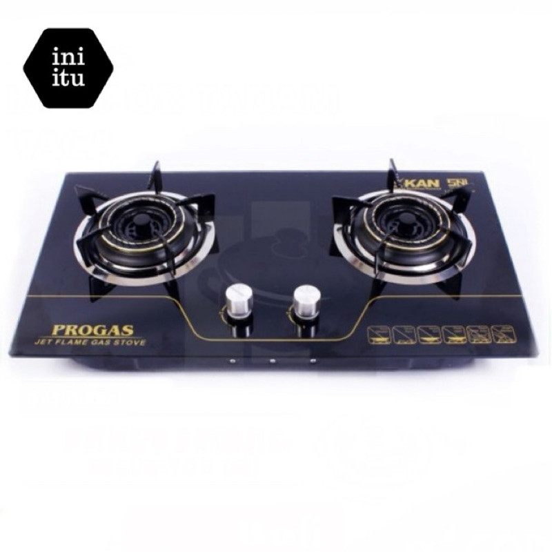 [ Progas  ] Kompor Gas Kaca / Kompor Duduk / Kompor Tanam Progas 2 tungku - PG 569 ( Full Gas )