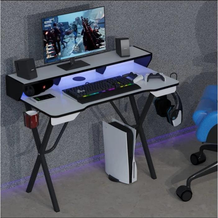 Meja gaming Meja komputer Meja kerja Meja belajar Matkens gaming desk - Putih