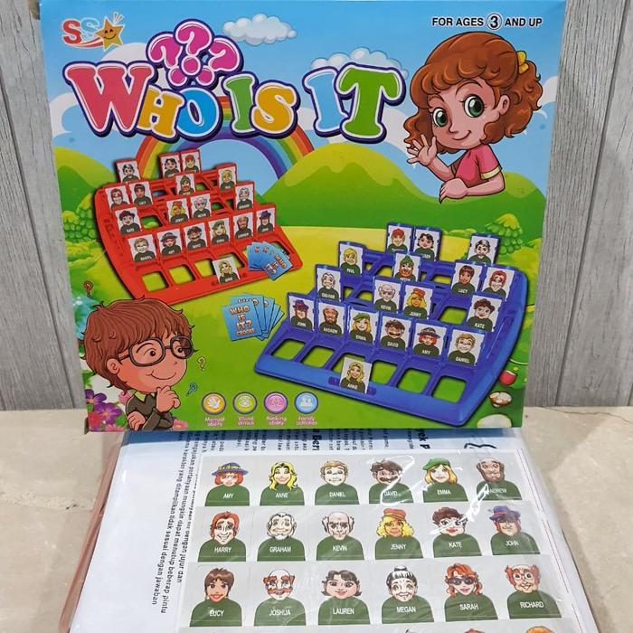 Mainan Keluarga Board Game Who Is It Tebak Gambar Orang Kartu Kotak Games