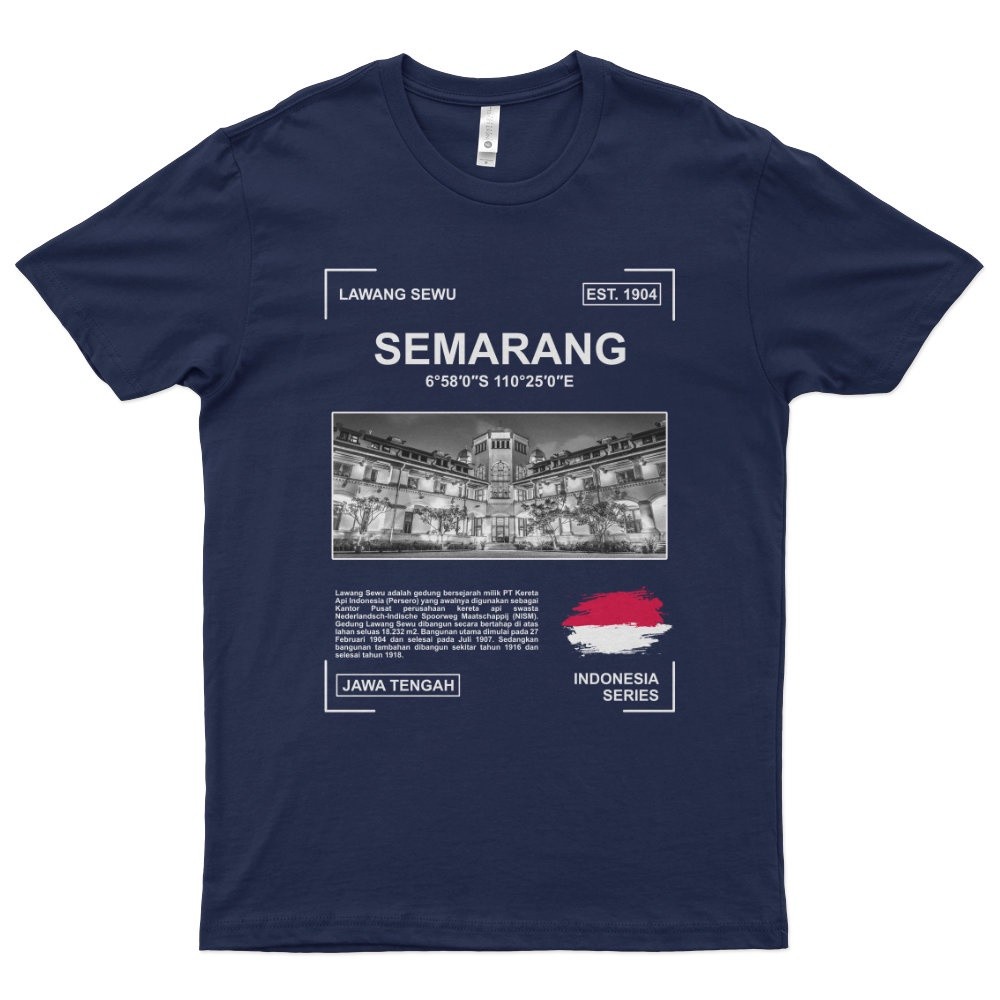 Kaos Distro Premium Lengan Pendek Semarang Jawa Tengah Lawang Sewu T-Shirt