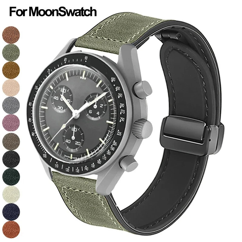 20mm Silicone Leather Watch Strap For Omega X Swatch Common MoonSwatch Saturn Moon Series Constellat