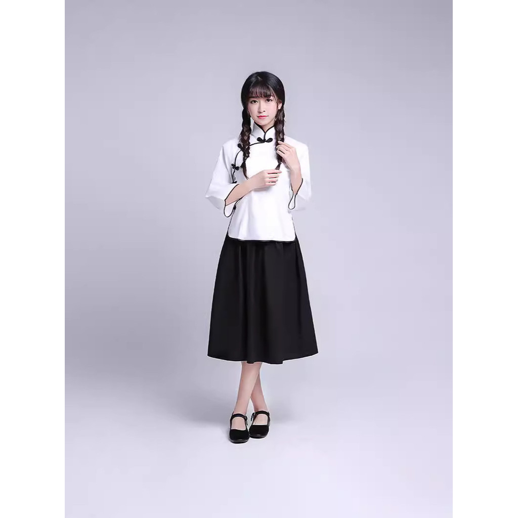 Republic of China Style Student Outfit Retro Chinese Style Women's Clothing May 4th Youth Student Un