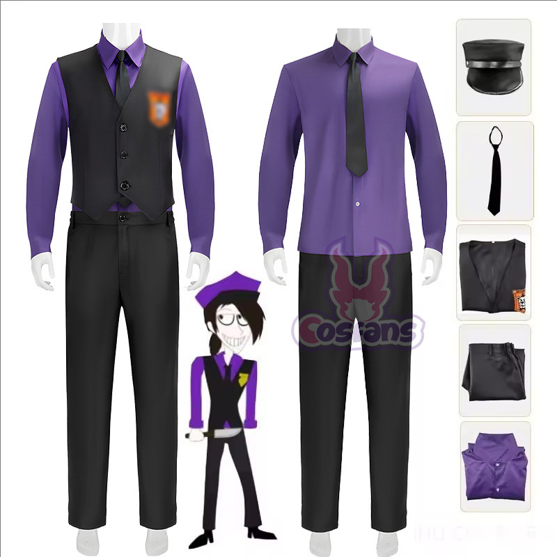 Movie William Afton Cosplay Costume FNaF Purple Guy Costume Five Nights /at Freddy's Doujin Outfit H