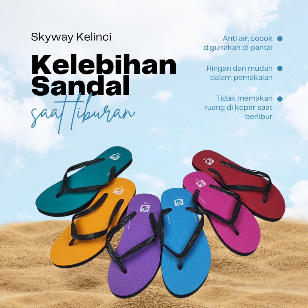 Sandal Jepit Karet Kaya Warna SKYWAY Kelinci dengan banyak pilihan Warna Ceria