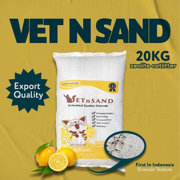 Klik Petfood pasir kucing vetsand 20kg gumpal dan wangi - LEMON, plastik tmbhan