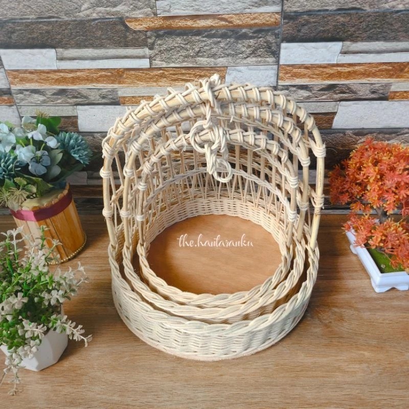 keranjang hantaran rotan parcel sangkar rotan (isi3) / keranjang parcel hantaran seserahan hampers /