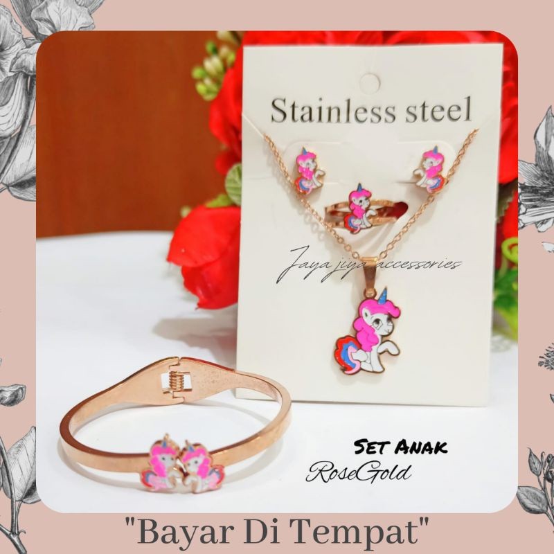 Set Perhiasan Anak Titanium Asli Berkualitas Tinggi