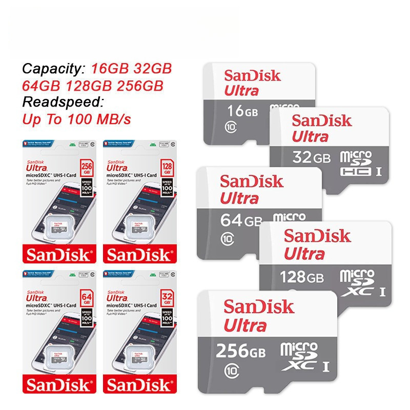 SanDisk Ultra SD Card 256GB 128GB 64GB 32GB 16GB Memory Card Class10 SDXC UHS-1 Card (COD)