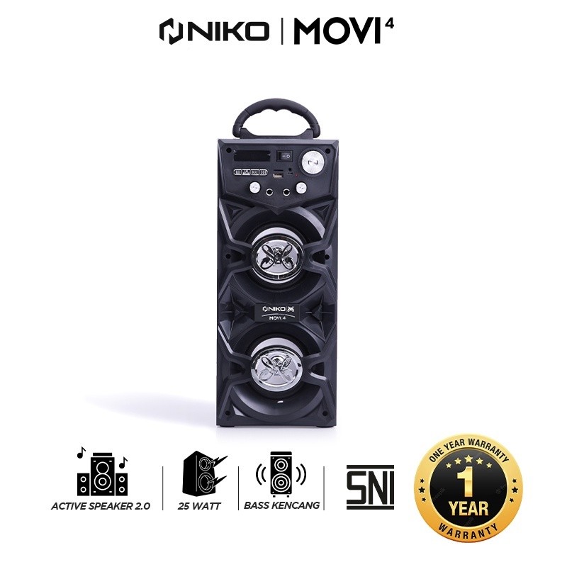 Speaker Niko Slank MOVI 4 l GARANSI RESMI Bluetooth 25watt ada remote ORI BASS GEDE