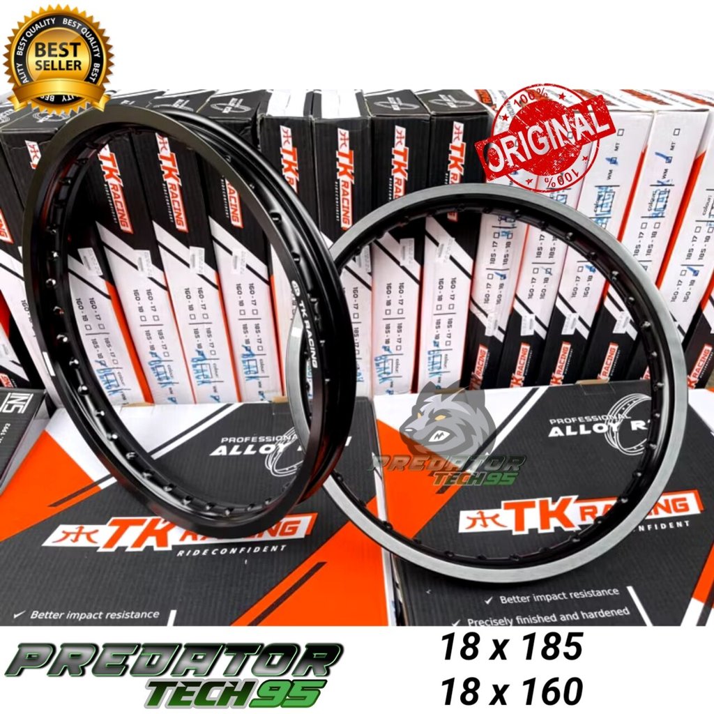 VELG PELEK TK RACING JAPAN RING 18 160 185 HITAM GLOSSY WM 36 HOLE RX KING RX SPESIAL RXZ SCORPIO