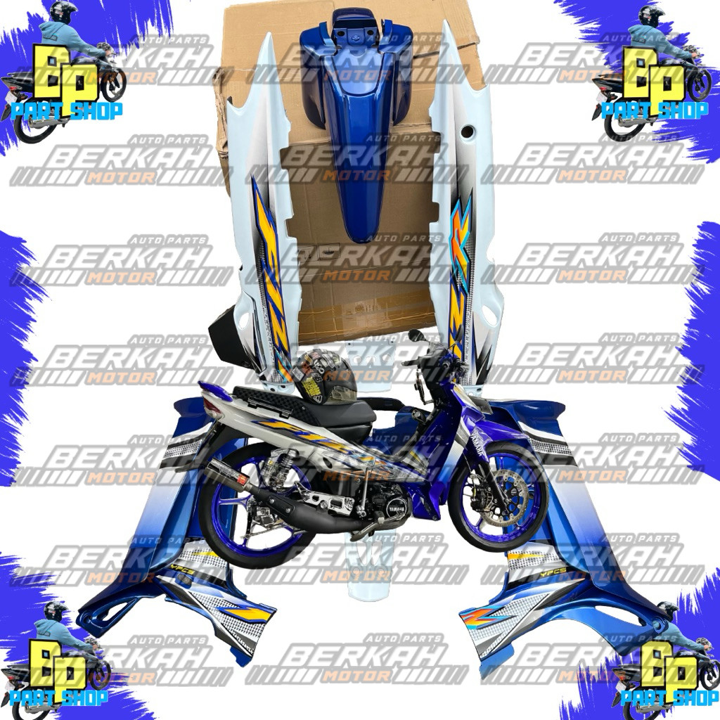 Full Body Halus Set FIZ R Warna Putih Biru + Stiker