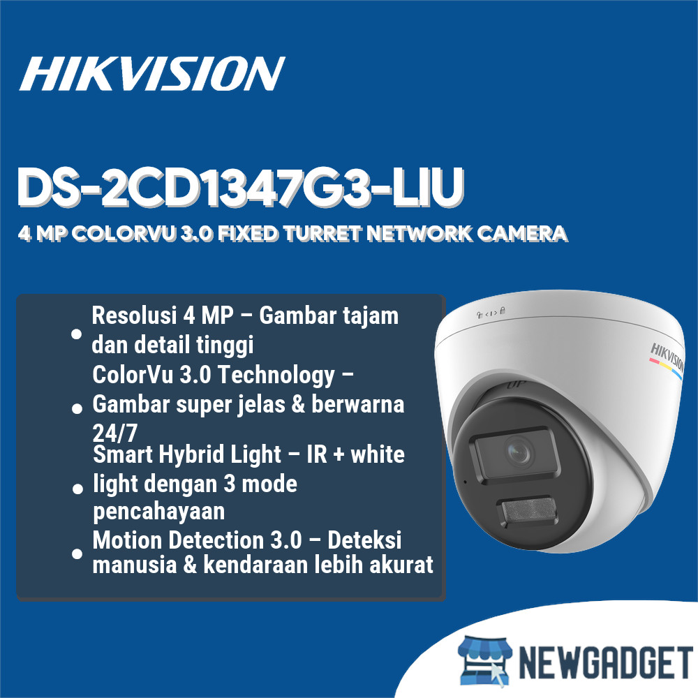 HIKVISION DS-2CD1347G3-LIU 4 MP COLORVU 3.0 FIXED TURRET NETWORK CAMERA