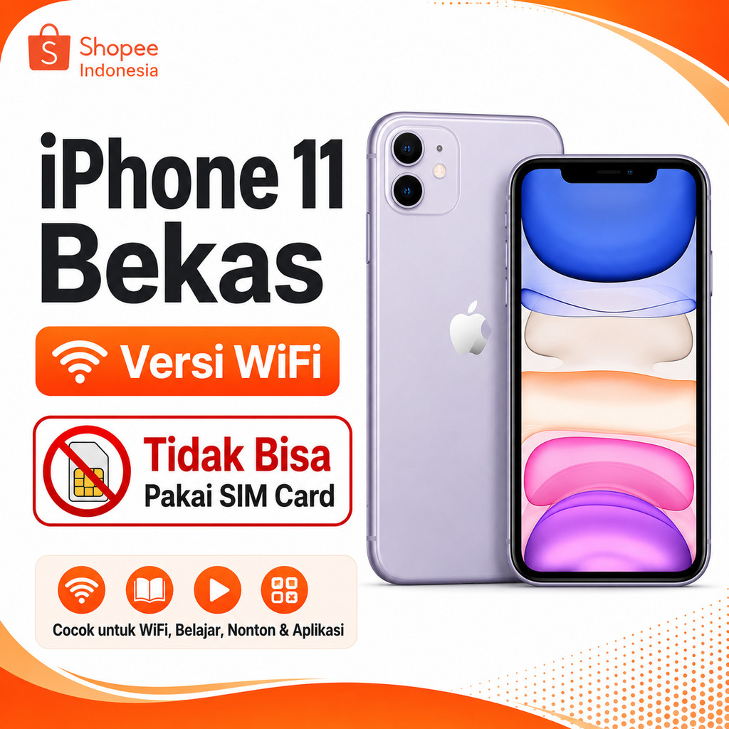 iPhone 11 Bekas Original iBox Fullset 64GB 128GB 256GB | WIFI Only No SIM Card | BH 90–98% | Kondisi