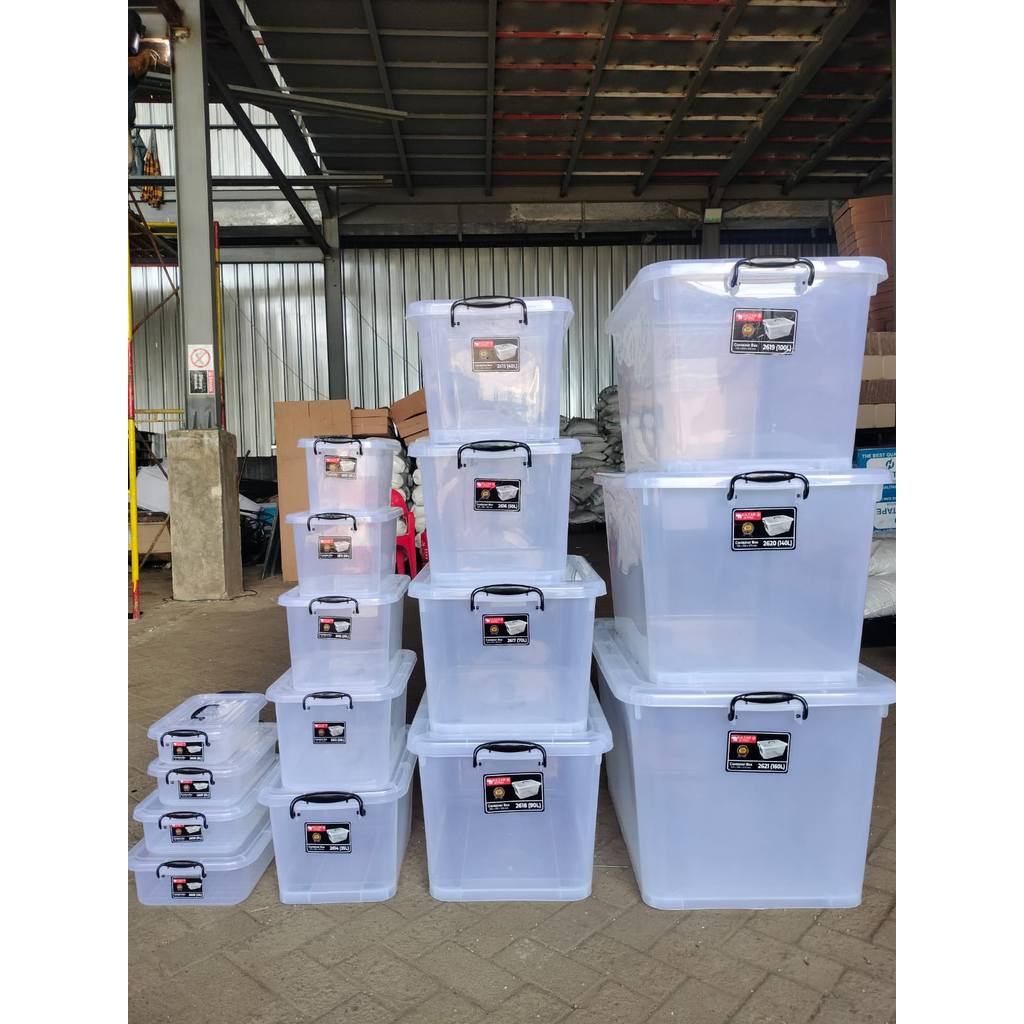 Kontainer Box Bening  MERK GAJAH / Container Box Plastik Transparan