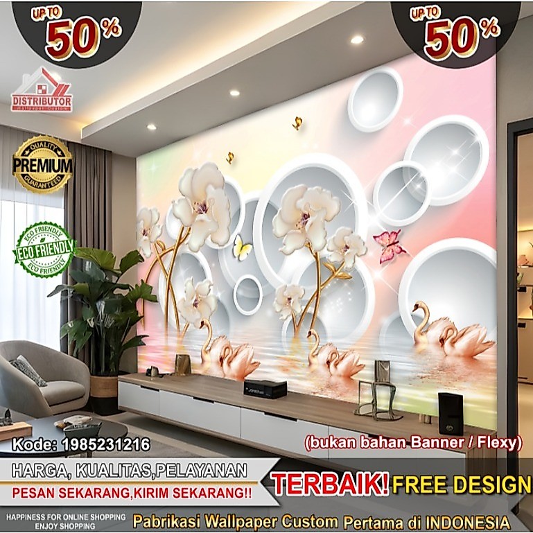 Wallpaper Dinding Custom 3D Mural | Wallpaper Mural | Wallpaper Dinding | Wallsticker | Wallpaper Ka