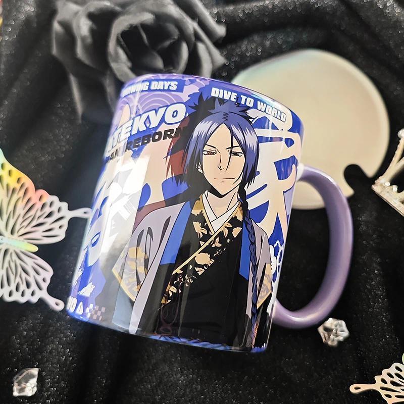 Anime HITMAN REBORN Mukuro Rokudo Cartoon Mug Cup Ceramic Water Cup With Spoon lid Anime Cosplay Xma