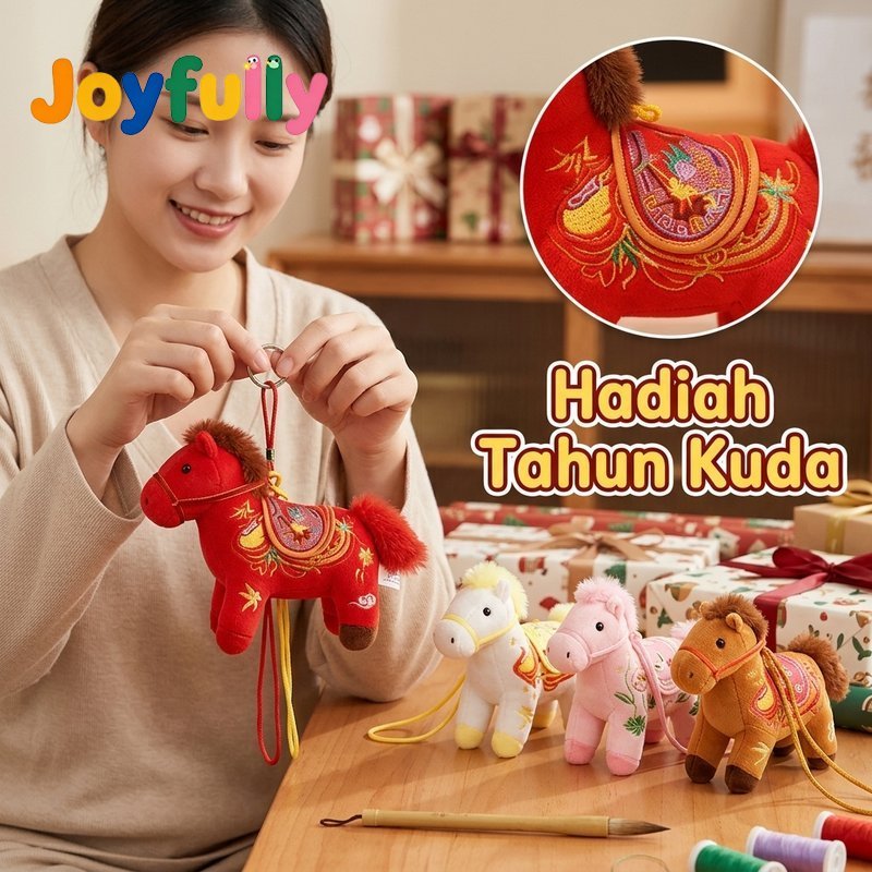 Gantungan Kunci Boneka Kuda Poni Maskot Tahun Kuda Bordir Halus Untuk Tas Hadiah