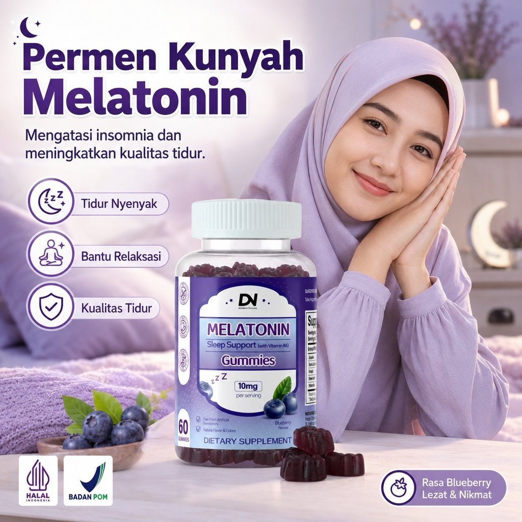 [Membantu Anda Tidur Lebih Cepat] Gummy Melatonin 60 Butir | Gummy Tidur | Suplemen Tidur | Suplemen