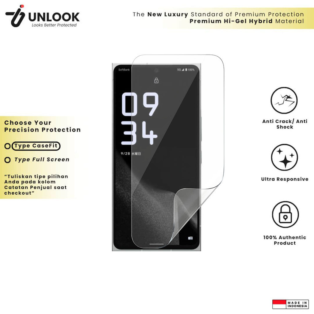 UNLOOK Hi-GEL HYBRID Hydrogel+ Pelindung Layar for Leica Leitz Phone 2, Phone 1 Glossy Tahan Gores F
