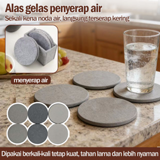 Serap Air Diatomite Gelas / Coaster Kering Alas / Round Coaster Gelas Diatomite / Gelas Diatomite - 