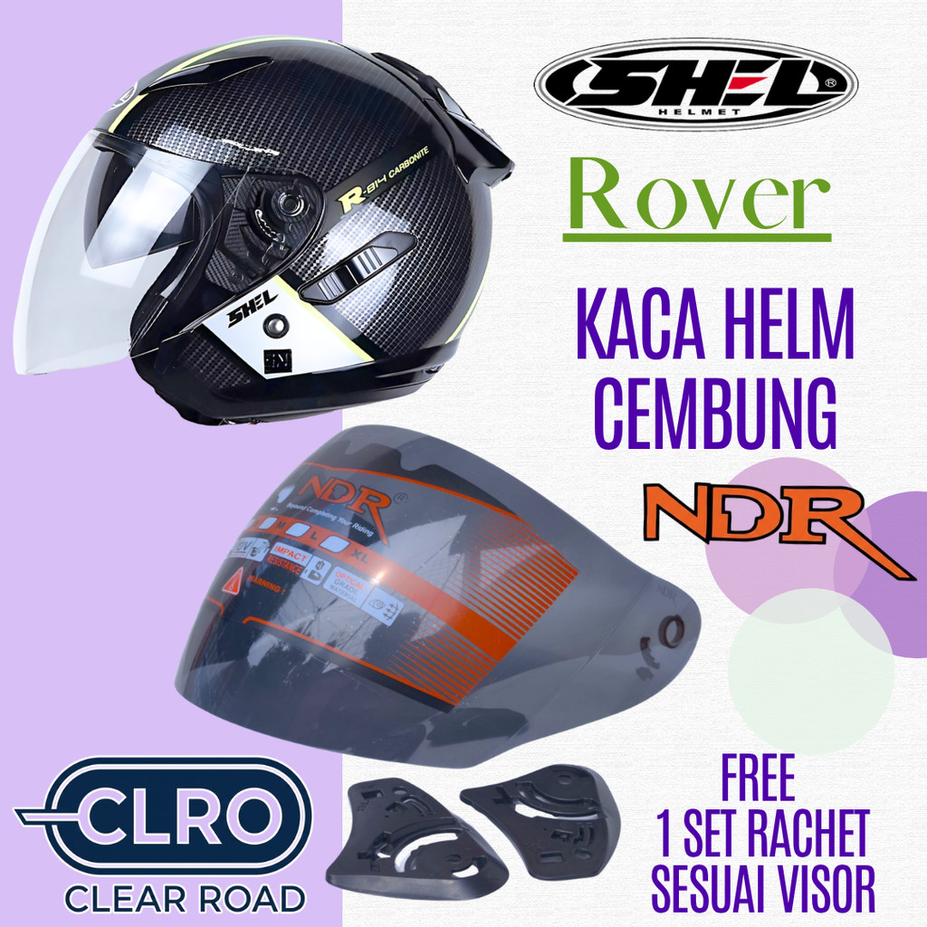 Kaca Helm SHELL ROVER R-814 Visor Helmet CEMBUNG venom open ganteng NDR iridium free rachet murah
