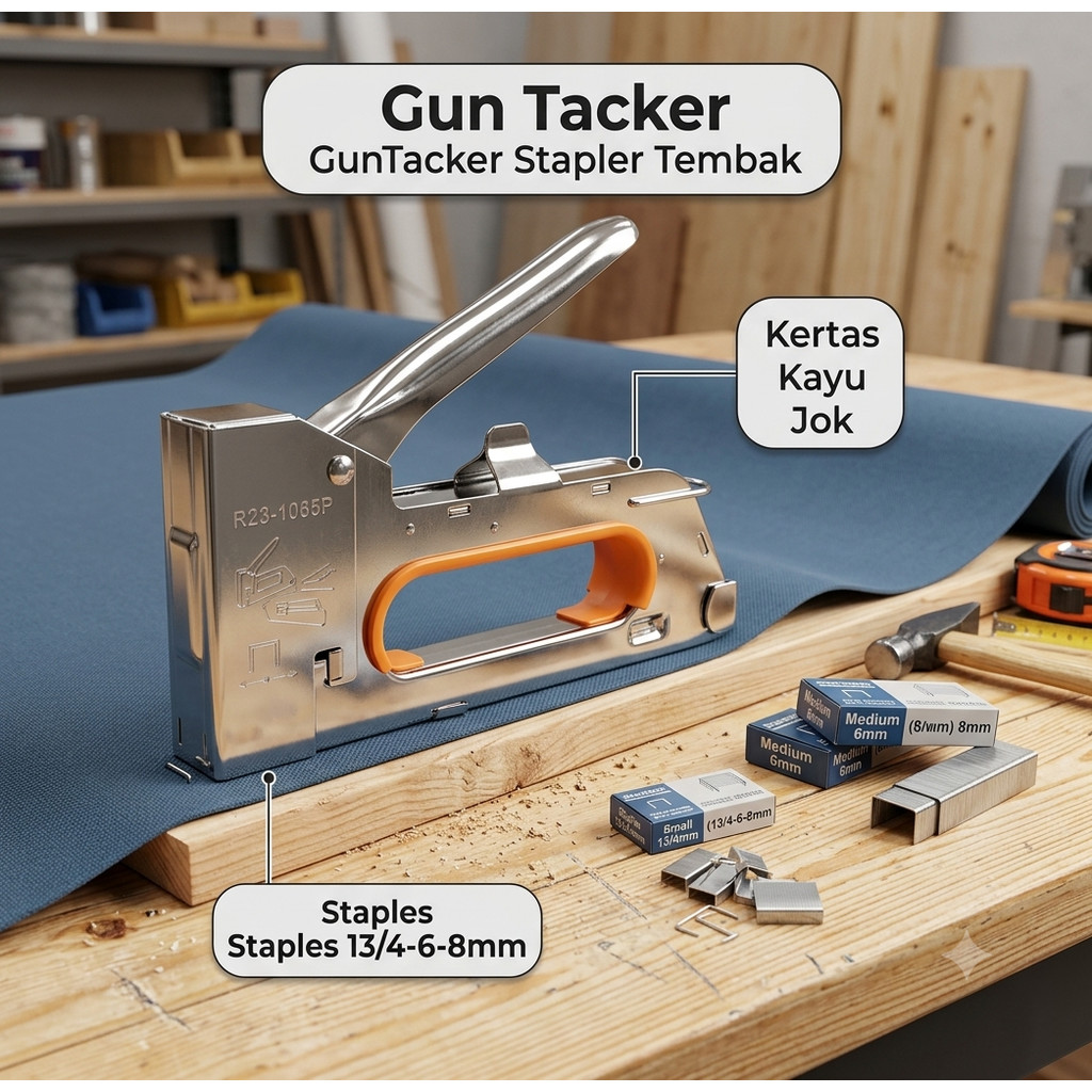 Gun Tacker GunTacker Staples Staple Stapler Tembak Kertas Kayu Jok 13/4-6-8mm