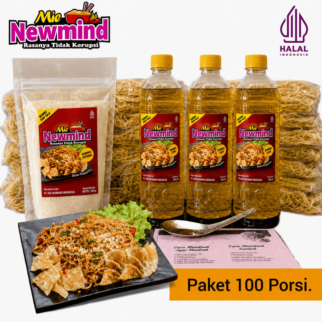 Mie Newmind Paket Bahan Baku Mie Newmind 100 Porsi ala Mie Gacoan | Wizzmie | Mie Kober