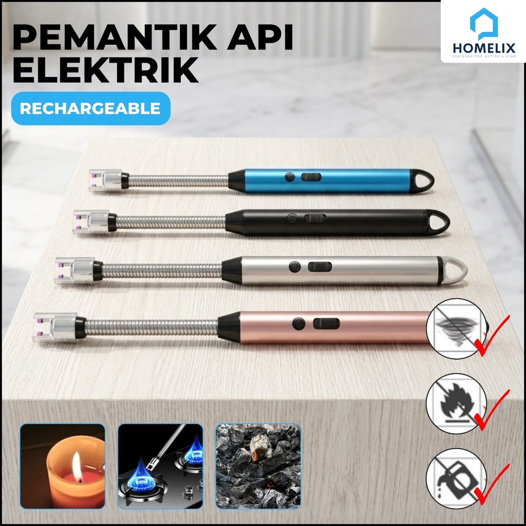 Pemantik Api Elektrik USB Rechargeable Pemantik Api Kompor Gas Pemantik Kompor Portable Korek Kompor