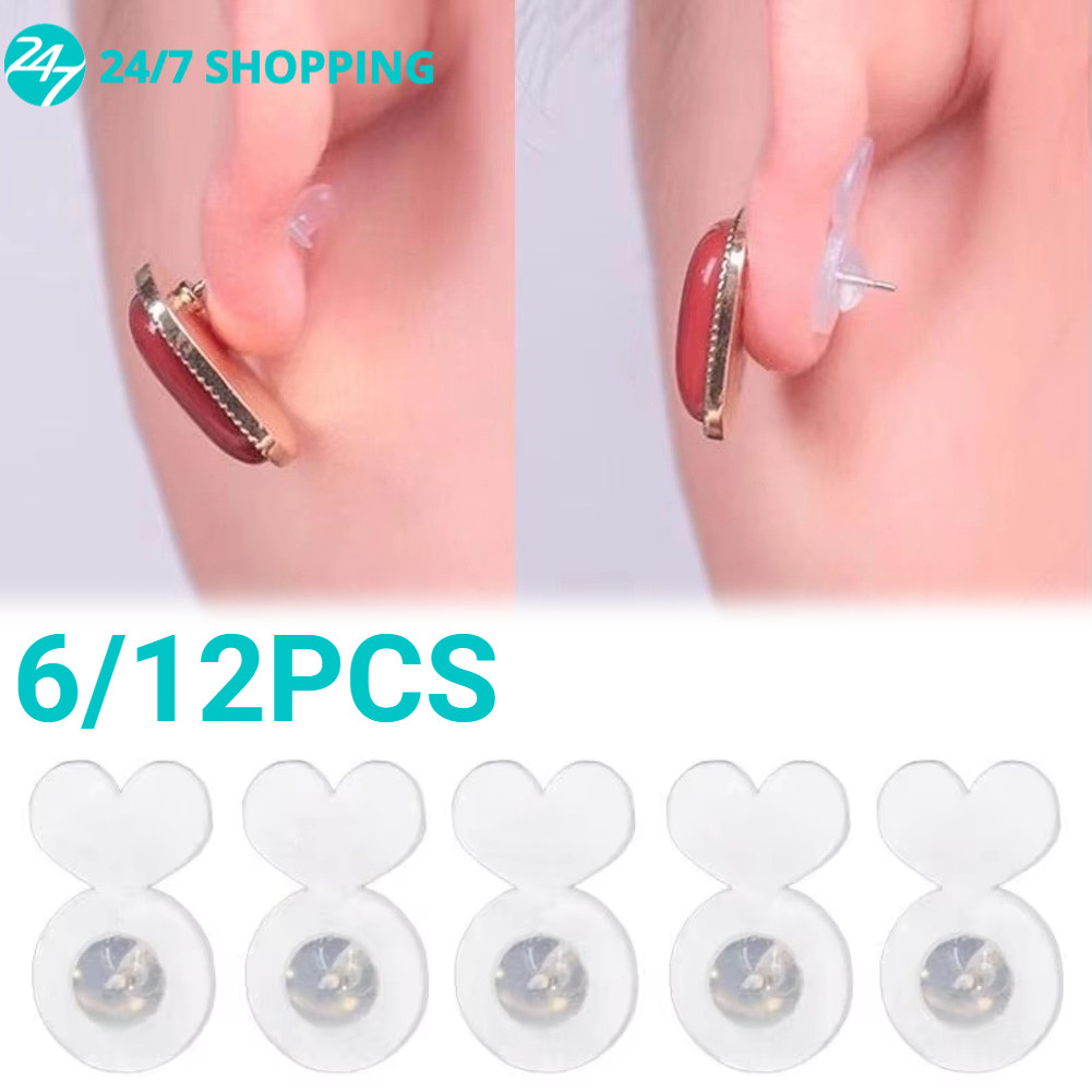 12Pcs Premium Pantat Anting Silikon Stopper Penutup / Penahan Anting Tusuk