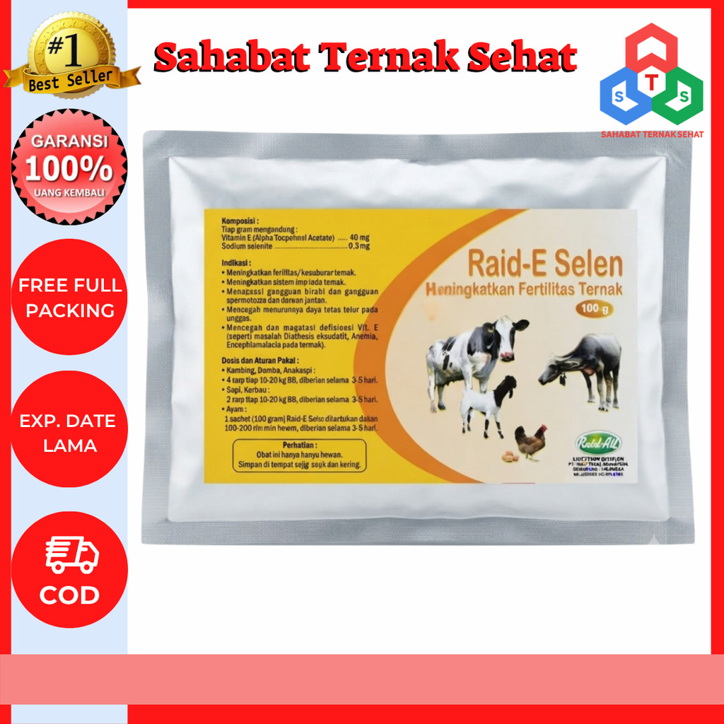 RAID E SELEN 100 GRAM - Raid All Meningkatkan Fertilitas Kesuburan Hewan Ternak GPS