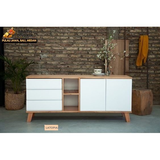 Meja TV Minimalis Panjang 150 T 60 cm cm Non Rakitan Dibuat Permanen Premium Edition