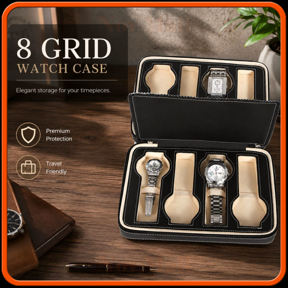Kotak Jam Tangan Display Box Bahan Kulit 8 Grid - L-001