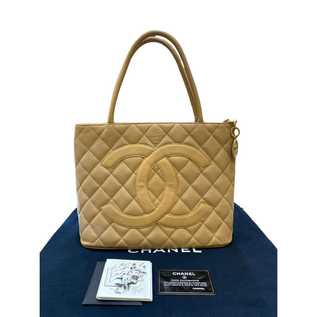 Chanel Madelion Beige Caviar Ghw Authentic Original Preloved