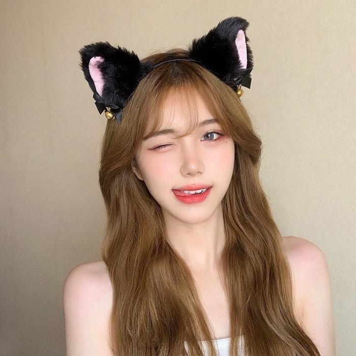 new Bando Fashion Wanita / Bando Cosplay Cat / Bando kuping kucing - Hitam A