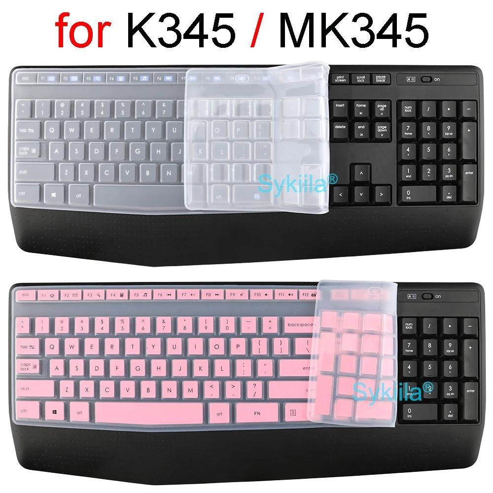 Keyboard Cover for Logitech MK345 K345 Protective Protector Skin Case Black Clear Pink Silicone TPU 